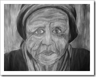 Pobre anciana, abuela en pobreza