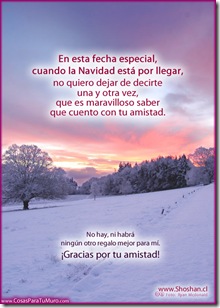 Postal de amistad y Navidad