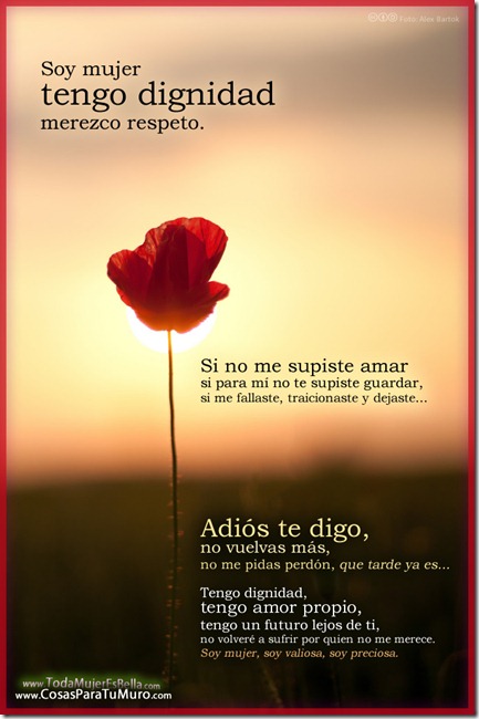 Soy mujer, tengo dignidad, merezco respeto. Soy mujer, tengo dignidad, merezco respeto.
