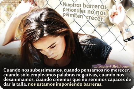 Nuestras barreras personales no nos permiten crecer. Nuestras barreras personales no nos permiten crecer.