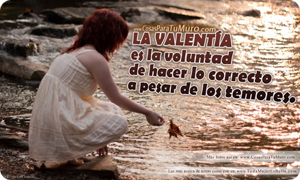A pesar de los temores... LA VALENTÍA es la voluntad de hacer lo correcto a pesar de los temores.