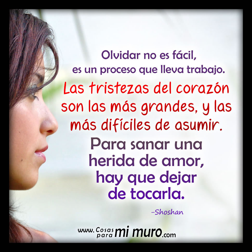 Para sanar una herida de amor, hay que dejar de tocarla.