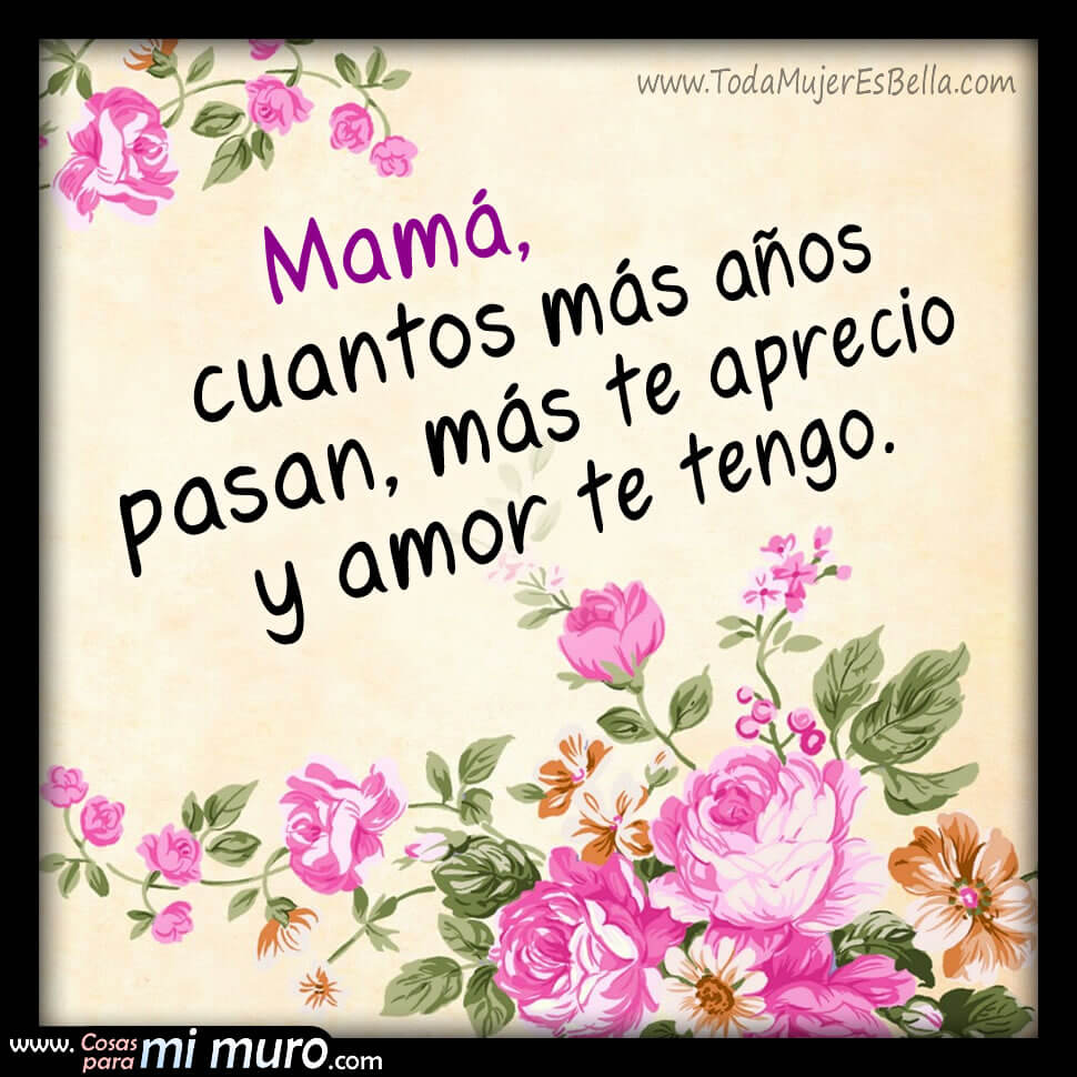 Con el paso del tiempo, te aprecio m&aacute;s mam&aacute;