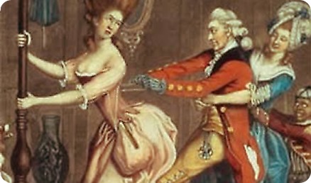 Apretando el corsé de una mujer para verse más bella. Apretando el corsé de una mujer para verse más bella.