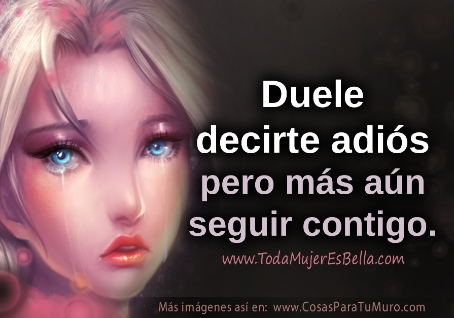 Duele decirte adiós pero más aún seguir contigo. Duele decirte adiós pero más aún seguir contigo.