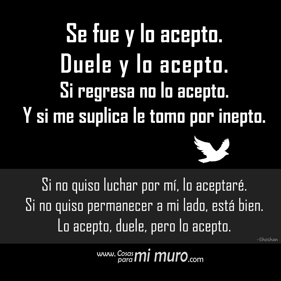 Se fue y lo acepto.