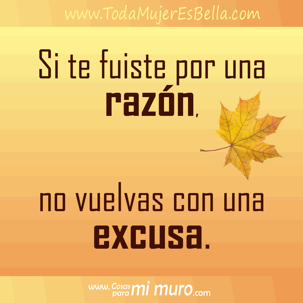 Si te fuiste por una raz&oacute;n, no vuelvas con una excusa.