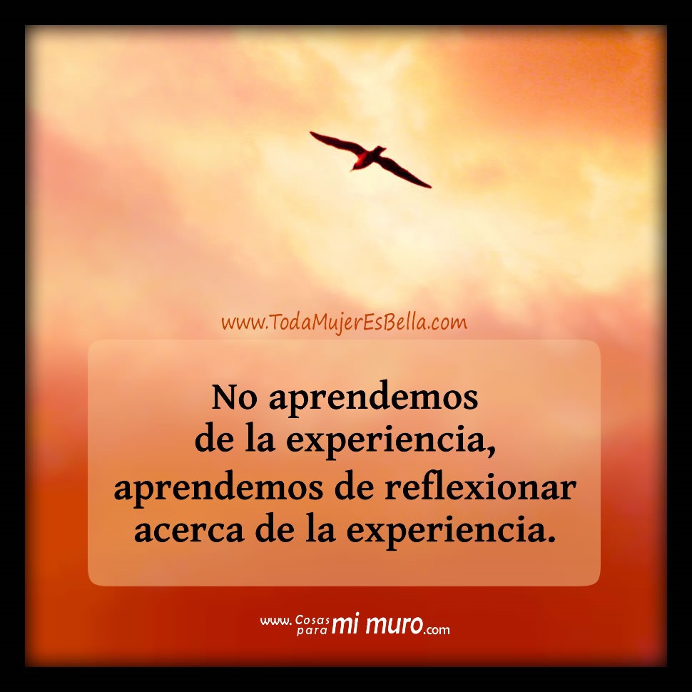 No aprendemos de la experiencia, aprendemos de reflexionar acerca de la experiencia.