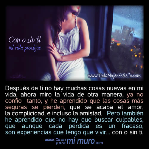 Con o sin ti, mi vida prosigue