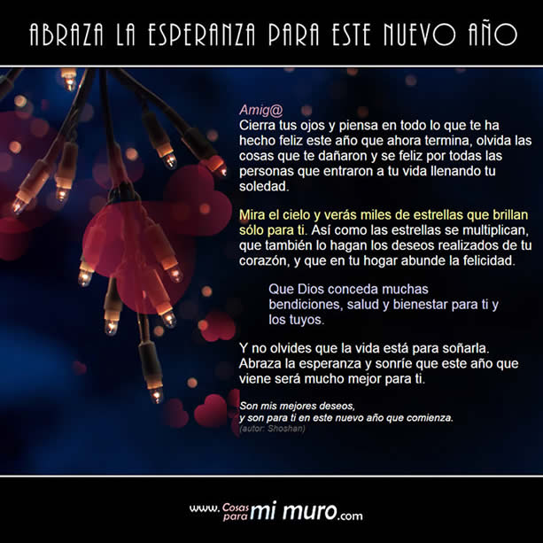 Abraza la esperanza para este nuevo año Abraza la esperanza para este nuevo año