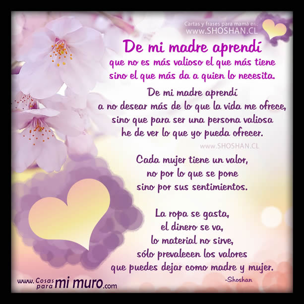 De mi madre aprend&iacute;