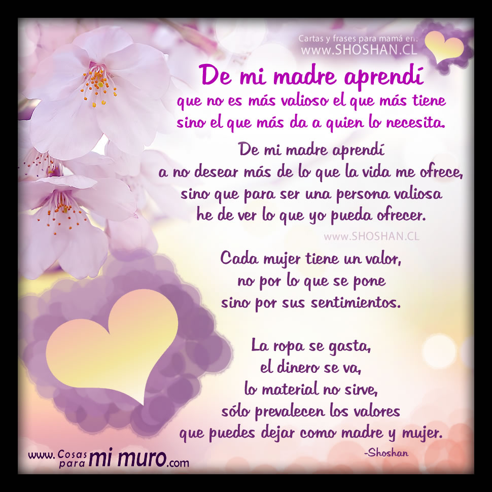 De mi madre aprend&iacute;