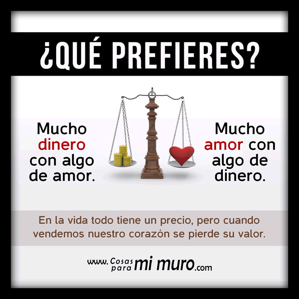 &iquest;Qu&eacute; prefieres cuando se trata del amor y el dinero?