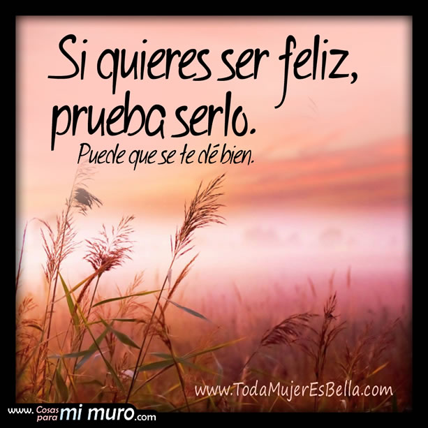 Si quieres ser feliz, prueba serlo.