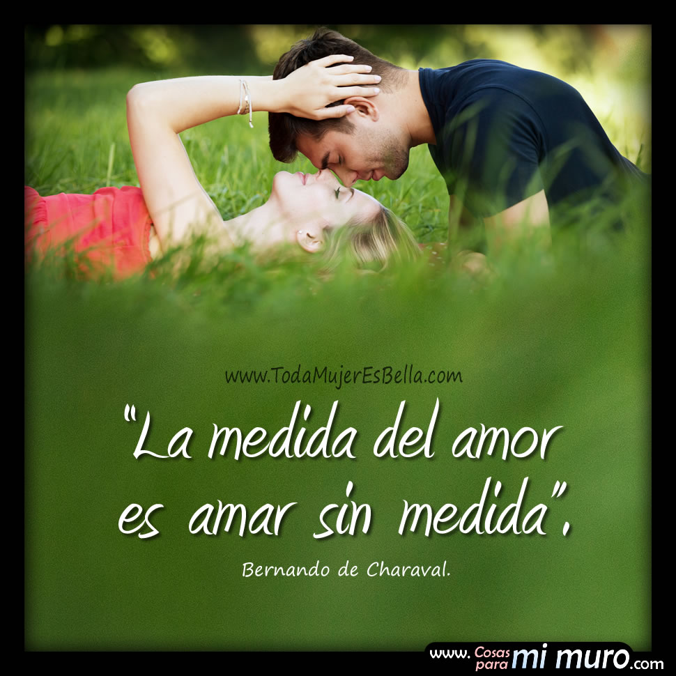 La medida del amor es amar sin medida.  -Bernando de Charaval.
